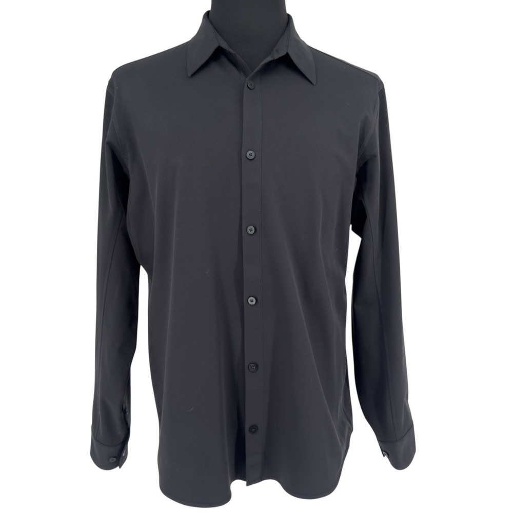 Lululemon Men's XXL Black Long Sleeve Button Down Shirt Performance Stretch